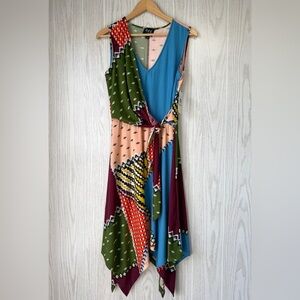 ECI Contrast Midi Plum Motif Dress Size M NWT
